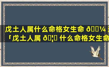 戊土人属什么命格女生命 🌼 运「戊土人属 🦍 什么命格女生命运好不好」